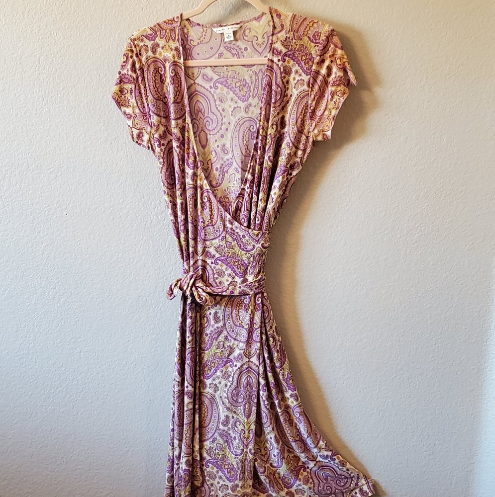 Banana Republic Wrap Dress Purple Paisley Medium